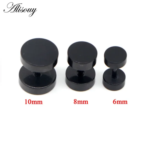 Alisouy 2pcs Drip Oil Round Barbell Body Piercing Jewelry Fake Ear Plug Tunnels Stainless Steel Earring Studs Girl Boy Earrings - Image 8