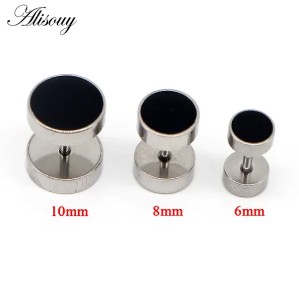 Alisouy 2pcs Drip Oil Round Barbell Body Piercing Jewelry Fake Ear Plug Tunnels Stainless Steel Earring Studs Girl Boy Earrings - Image 7