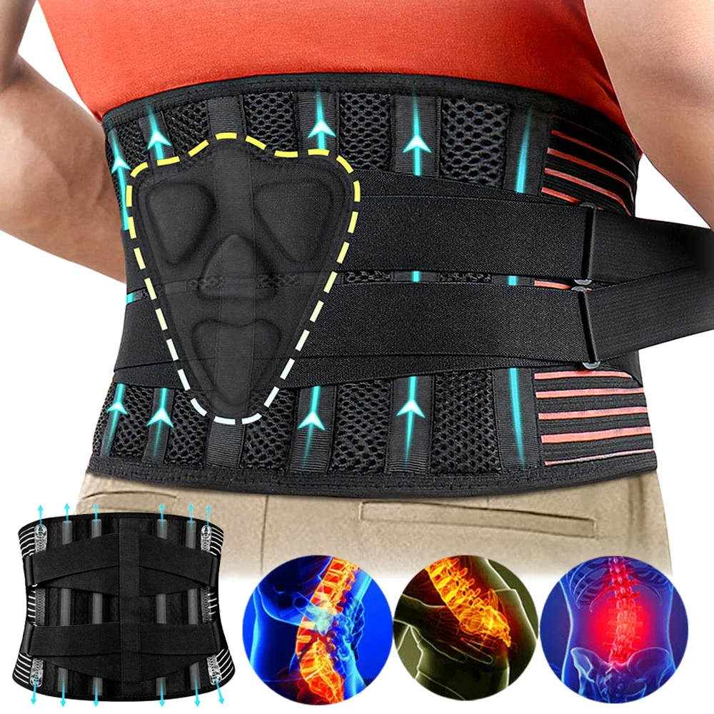 Breathable Waist Support Back Brace Lower Back Pain Lumbar Support for Men