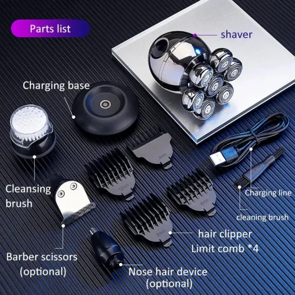 Electric Shaver 7D Floating Cutter Head Base Charging Portable Men Beard Trimmer Clipper Skull Shaver Waterproof Shaving - Image 6